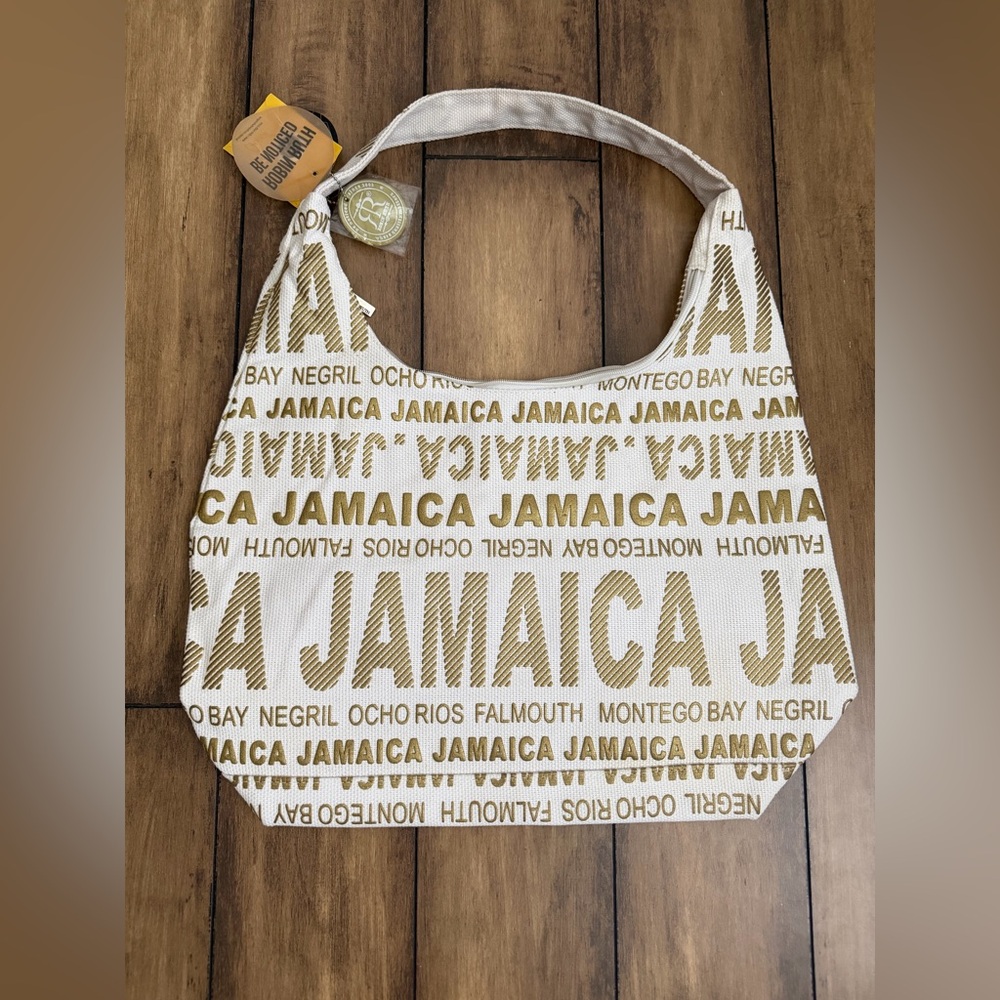 NWT Jamaica white and gold tote bag Robin Ruth